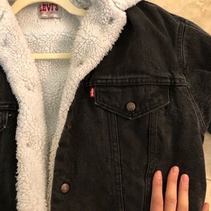 levis black denim fur jacket